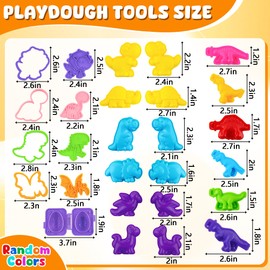 Oun Nana Dinosaur Playdough Tools Set for Kids, 27 PCS Play Dough Dinosaur Molds and Accessories for Creative Play Dough Fun, Playdough Starter Kit for Kids Ages 2-8, Random Color