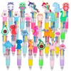 SULOLI 24 Pcs Multicolor Ballpoint 4-in-1 Pens, Retractable Cute Cartoon
