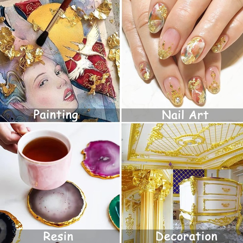 MKUCCD 200 Sheets Imitation Gold Leaf, Gold Foil Sheets for