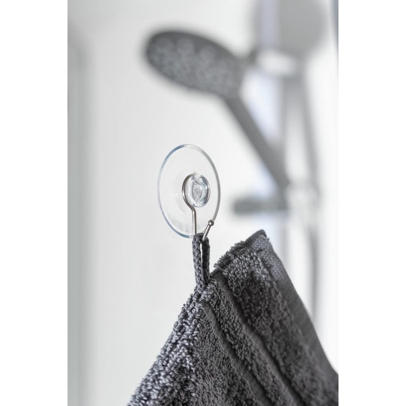 Wenko "Nickel Suction Hook, Transparent, 4-Piece