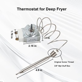 Millivolt Thermostat Control for Gas Deep Fryer with 3/8" MPT Connection 200-400F Compatible with Adcraft Atosa and Robertshaw Replace#: RX-2-24 301030004 00-913153 RX-10-24 RX-2-30