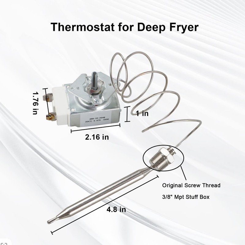 Millivolt Thermostat Control for Gas Deep Fryer with 3/8" MPT