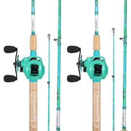Sougayilang Fishing Rod Combo, 2-Piece 5-Foot 6-Inch Graphite & Fiberglass Rod, Durable and Strong, QuickSet Anti-Reverse Fishing Reel-Left Handed(2Pack)