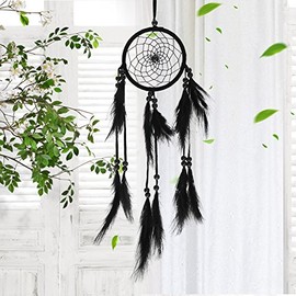 Hztyyier Dream Catcher Black Macrame Dream Catcher Pendant Craft Living Room Decoration (Black)