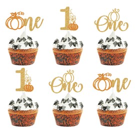 15PCS Pumpkin One Cupcake Topper, Pumpkin 1st Birthday, Fall Theme Baby Shower, Autumn Pumpkin First Birthday Party Decorations for Kids