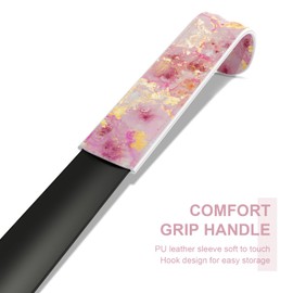 Gukeniu 16.5 Inch Long Handle Shoe Horn for Seniors Men Women Kids, Metal Shoe Horns for Boots, Pink Gold Marble