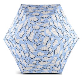 Radley London Womens Ladies Girls Mini Telescope Umbrella Sketchy Clouds in Sky Blue
