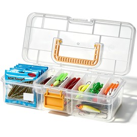 Fishing Tackle Box, Clear Plastic Fishing Bait and Lure Organizer Tackle Storage Box
