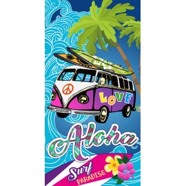 Miracle Home Aloha Microfibre Beach Towel, Multicoloured, 75 x 145 cm 15073