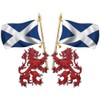 Small Size Handed Pair Rampant Lion Carrying St Andrews Flag Sticker