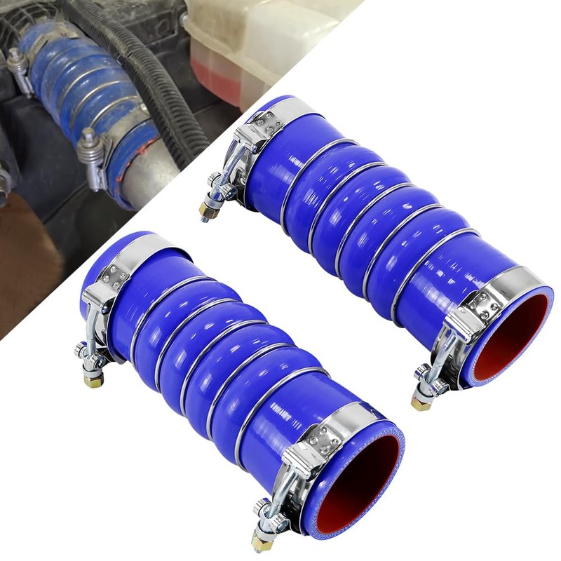 2PCS Silicone Upper Radiator Hoses with Clamps 2.5" ID Compatible