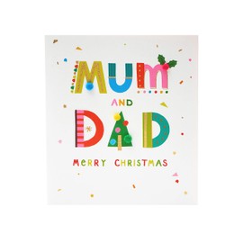 Mum and Dad Christmas Card - Christmas Card for Parents - Colourful Lettering Design