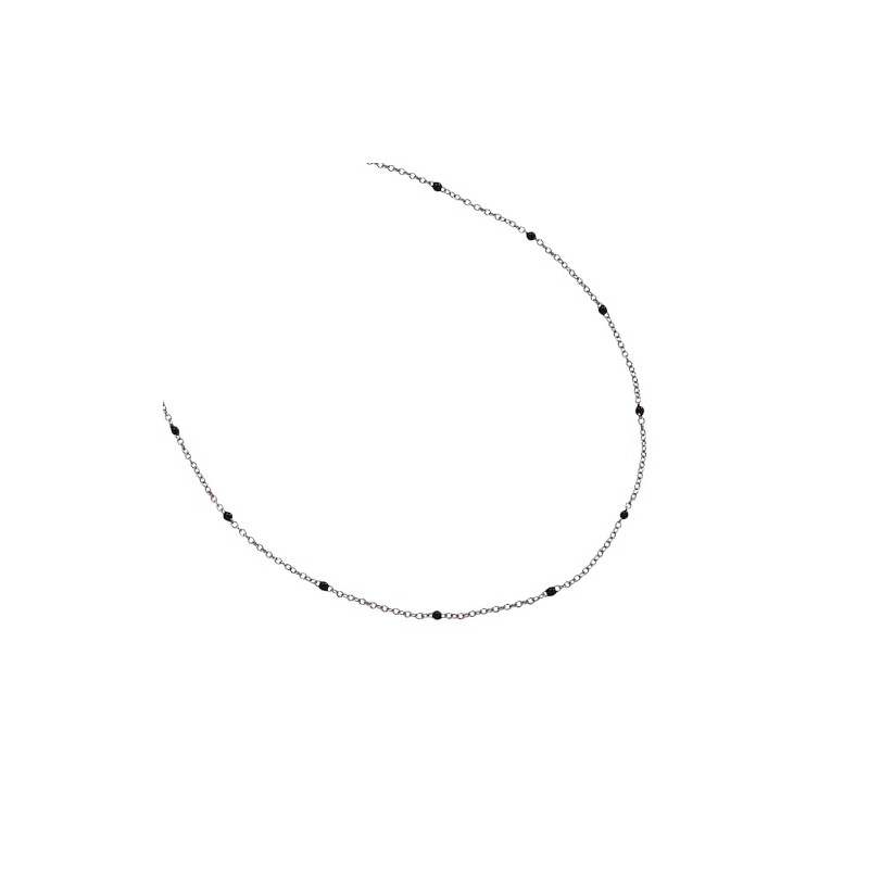 Alex and Ani Enamel Black Dot Chain Necklace