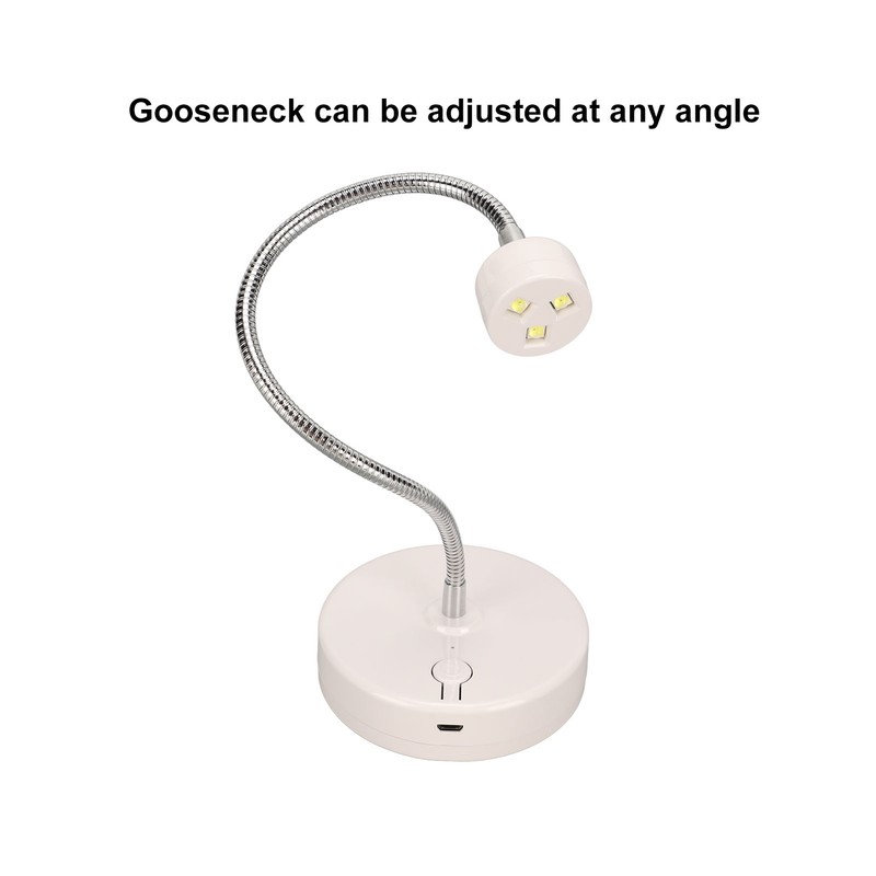 Gooseneck LED Nail Lamp UV 3 Light Chips Rechargeable Nail