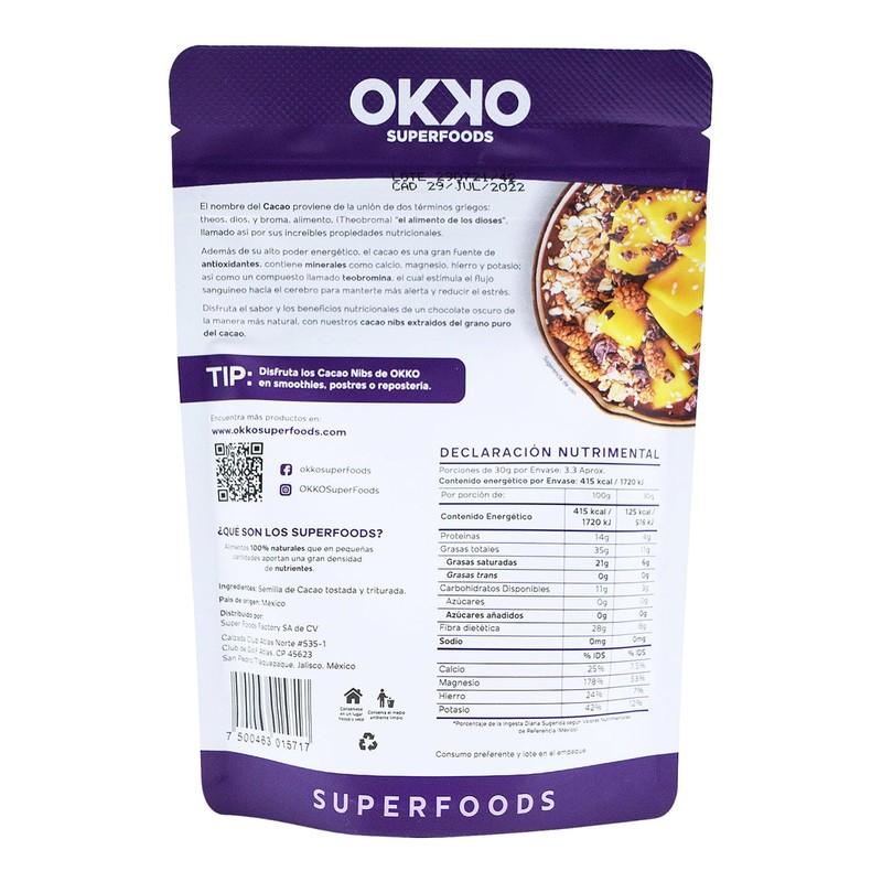 Superfoods Raw Cacao Nibs, 100g, Gluten-Free, No Added Sugar