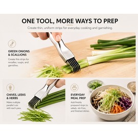 2-Pack Green Onion Slicer for Fast Food Prep – Multi-Blade Stainless Steel Scallion Shredders for Kitchen & Garnishing