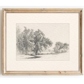 Kizbok Vintage Wall Art Decor Neutral Landscape Sketches Canvas Prints Vintage Landscape Oil Painting Art Pictures for Bedroom, Farmhouse Wall Decor for Bathroom Home(8" x 10"-UNFRAMED)