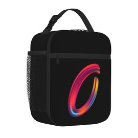 Colorful Initial Lunch Box for Kids, Small Insulated Lunch Bag for Men Women, Reusable Portable Lunch Tote for Boys Girls Students, Thermal Cooler Bag for Work, Travel, Picnic, Rainbow Letter O