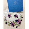 MMonesu Crystal Flower Bib Statement Necklace Set Chunky Purple Flower