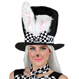 MIMIKRY Alice in Wonderland Tea Party March Bunny Top Hat with Rabbit Ears Costume Accessory Hat