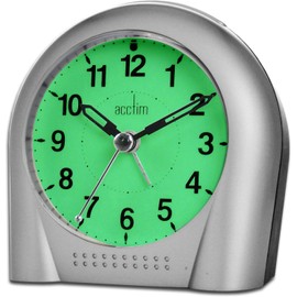 Acctim Sweeper Analogue Alarm Clock Non Ticking Sweep Smartlite® Quartz Silver