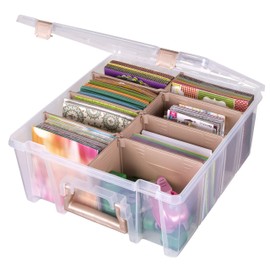 ArtBin 6990RK Super Satchel Double Deep, Portable Art & Craft Organizer with Handle, [1] Plastic Storage Case, Clear with Rose Accents, Clear & Rose Gold
