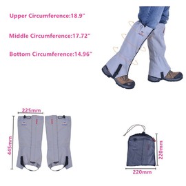 Winise Snow Waterproof Dustproof Leg Gaiter,Weightlight Portable Leg Cover,Anti-Tear Breathable Boot Guardian,Unisex Leg Guard Protective Guard for Camping Hunting Hiking Climbing (Grey)