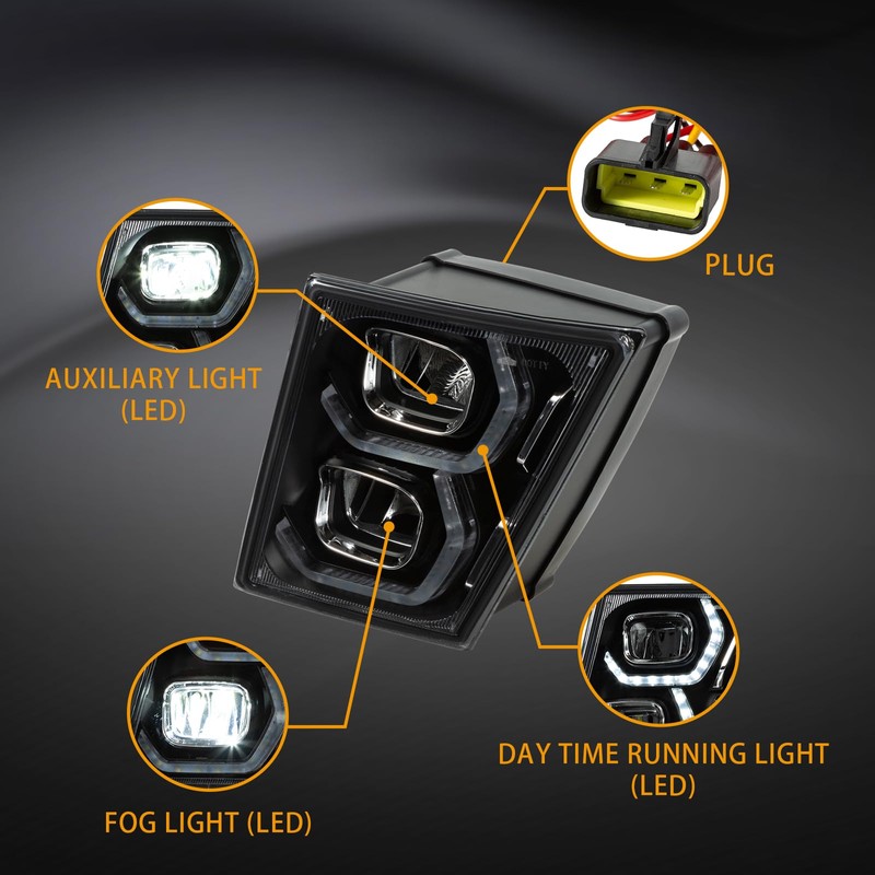 EVERESTHD Pair Fog Lights Performance Fit for Volvo VNL VN