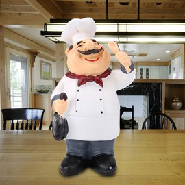 Cook Statue Kitchen Decoration Resin Decorative Ornament Chef Statue Collectible Figurine for Home Kitchen Coffee Decoration(71110-04)