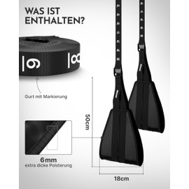 NEOLYMP Bauchmuskelschlaufen - Premium Armschlaufen mit Edelstahl-Haken, gepolstert & höhenverstellbar, Bauch Trainingsgerät bis 250 kg belastbar – Ab Straps (Armschlaufen | Anthrazit)