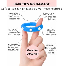 Soft Cotton Feather Hair Scrunchies Set with Pearls – Multicolor Fluffy Hair Ties for Women & Girls – Gentle Grip, No Damage, Stylish Everyday Hair Accessories (Pack of 5)" (multicolor-1)