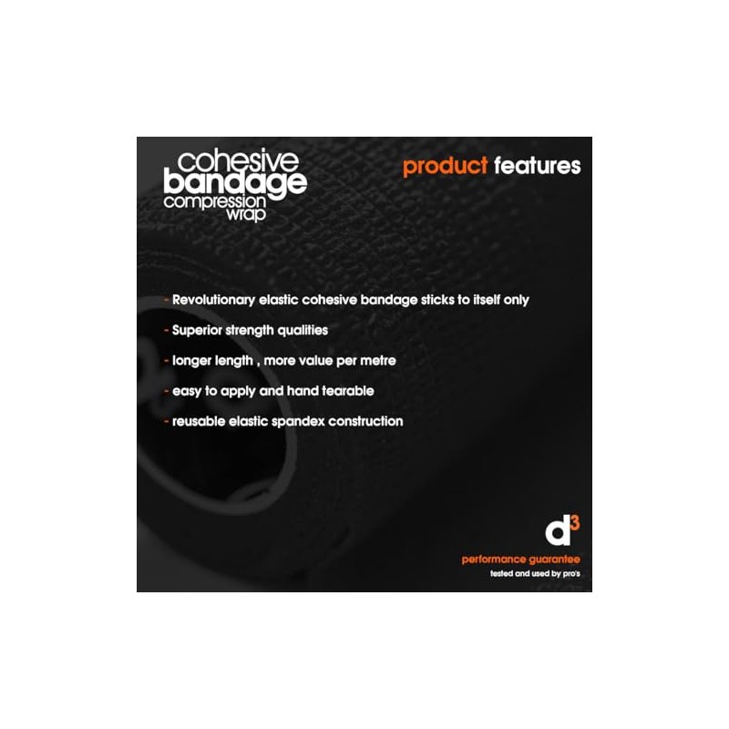 d3 Cohesive Bandage Compression Football Sock Tape Shinguard Wrap 75mm