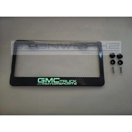 SIGNWERKZ Glowing GMC Motorsports Carbon Fiber Printed Stainless Steel license Plate Frame