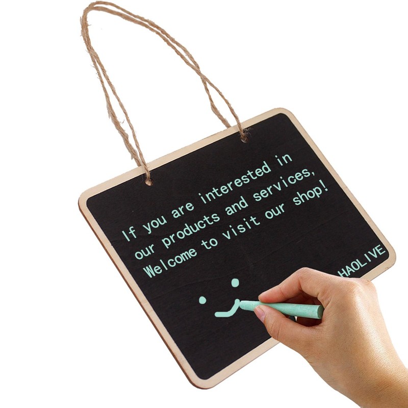 SUPVOX 4pcs Mini Hanging Chalkboard Signs Wooden Frame Rectangle Double-Sided