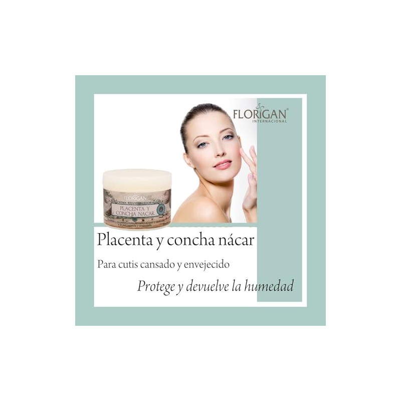 Crema Rejuvenecedora PLACENTA y CONCHA NÁCAR 350grs. FLORIGAN (3 piezas)