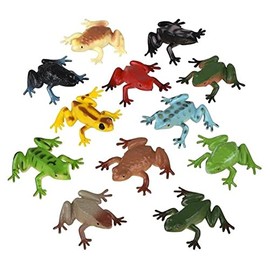 HAPPY DEALS ~ Plastic Dart Frogs | 12 Pc | Rainforest Animals Toys | 1.5 Inch Size