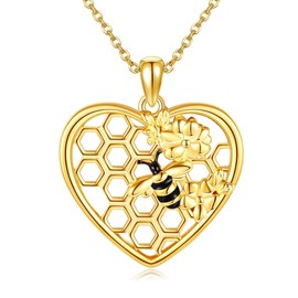 JERWLI Bee Necklace 925 Sterling Silver Bee Pendant Jewellery Gifts for Women, Sterling Silver