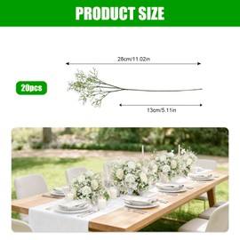Rthynti 20PCS Gypsophila Artificial Flowers, 28cm Fake Gypsophila Babys Breath Real Touch Faux Flower for Wedding Party Decoration DIY Home Garden(White)