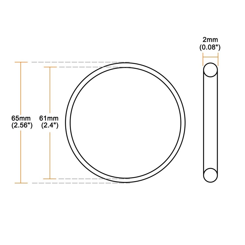 sourcing map Fluororubber O-Rings FKM Seal 65 mm AD 61