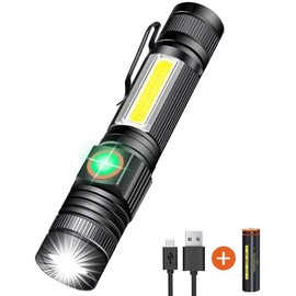 Hoxida Rechargeable Flashlight(Battery Included), Magnetic LED Flashlight with COB sidelight, 1200 Lumen Super Bright LED, Waterproof, Zoomable, 4 Modes Best Flashlight for Camping, Emergency