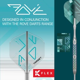Target Darts K-Flex Rove Dart Flights & Shafts, No.2 (Intermediate, 26mm) | Pack of 3 Kflex Integrated Flight & Shaft System, All In One Moulded Stem | Professional Dart Accessories