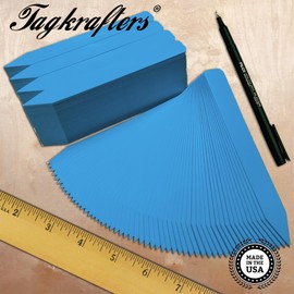 TAGKRAFTERS 6" x 5/8" Blue Premium Pot Stakes with Marker - 200 Pcs - Plastic Plant Tags and Labels - Nursery Garden Tree Labels Waterproof Writeable | Made in The USA |