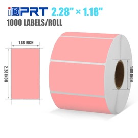 iDPRT 2.28' 1.18' Multi-Purpose Direct Thermal Labels (58mm30mm), Self-Adhesive Thermal Sticker for Address, Barcode, Compatible with iDPRT, Rollo, Zebra, etc, 1 Roll - 1000pcs, Pink