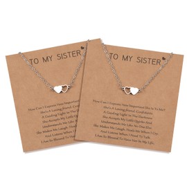CheersLife 2 Sisters Necklaces Friendship Best Friend Hollow Out Heart Accessories Long Distance Matching Necklace Jewelry Set Birthday Party Gifts for Women Bestie Girls Mother Daughter