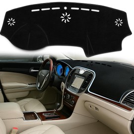MusTree Dash Cover Mat Fit for Chrysler 300 300C 2011 2012 2013 2014 2015 2016 2017 2018 2019 2020 2021 2022 2023 Dashboard Cover All-Black Dash Mat with Anti-Slip Silicone Granules Pad Accessories