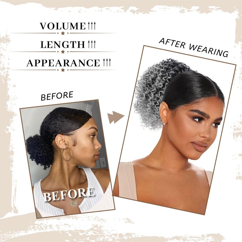 Fulang Hair Pferdeschwanz-Extensions, Echthaar, Afro, Pferdeschwanz, Extensions, für Frauen, Pferdeschwanz,