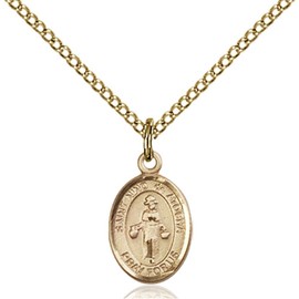 Bonyak Jewelry Saint Medal Collection Gold Filled St. Nino de Atocha Pendant 1/2 x 1/4 inches with Gold Filled Lite Curb Chain
