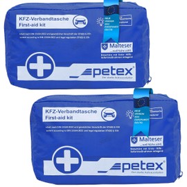 PETEX First Aid Bag Set of 2, Contents According to DIN 13164:2022, Blue