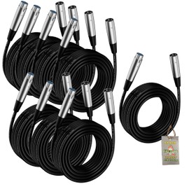 Fat Toad Microphone Cables (8 Pack) 20ft Professional Pro Audio XLR Mic Cord Patch with Female & Male Connector | 24GA Shielded Wire & Balanced for Recording Studio Mixer | Speaker DJ Stage Gear