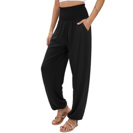 QIANXIZHAN Women's Harem Pants, Joggers Sweatpants Lounge Yoga Boho Clothes with Pockets Black